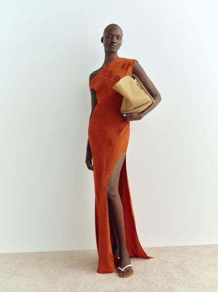Rust Jacquard Razele Dress